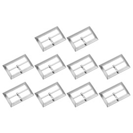 uxcell 10Pcs Single Prong Belt Buckle, 0.79" Zinc Alloy Adjustable Rectangle Movable Centre Bar Roller Buckles for Purse Bag Leather Craft Accessories, Silver