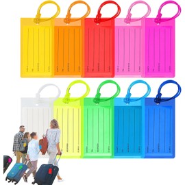 10 Piezas Etiquetas para equipaje de Viaje,tags para maletas de viaje impermeables con Dirección, identificador de maletas de viajes Duradero,para Viajes en Avión y Crucero