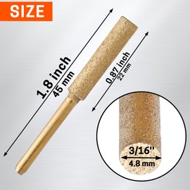 YARDMARIS 8 Pcs Diamond Chainsaw Sharpener, High Hardness Chainsaw Sharpener Stones - Titanium Plated Bits - Burr Grinding Stone File Wheels, Grinding Tool for Metal Chainsaw Jade Glass (3/16")