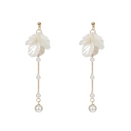 White Yellow Flower Earrings for Women Spring Earrings Flower Drop Earrings Pearl Flower Earrings Dainty Floral Earrings Jewelry Gift for Girls