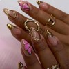 24PCS 3D Almond Press On Nails – Gold Edge Butterfly
