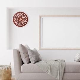 Tarini Gallery Om Design Handgefertigte Skulptur aus MDF-Holz, Wandbehang, Mandala-Muster, Chakra, dekoratives Schaustück für Zuhause, Büro, Tempel, Yoga, Meditation, Dekoration und Geschenk