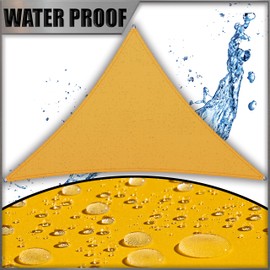 Amgo 12' x 12' x 12' Yellow Triangle Waterproof Sun Shade Sail UPF50+ AMTADT12 Canopy Awning Shelter, 98% UV Blockage Water Resistant, Outdoor Backyard Patio Garden Carport (We Make Custom Size)