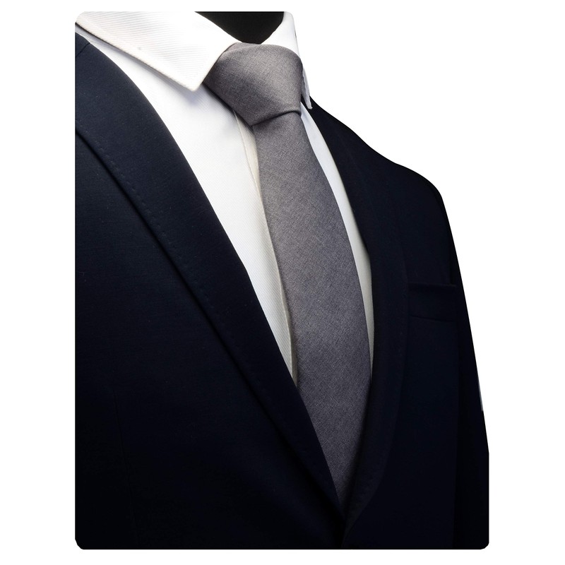 Gusleson Cotton Silk Tie Solid Gray Skinny Ties Wool Pure