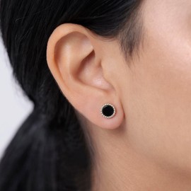 Radley Womens 18ct Gold Plated Genuine Semi Precious Black Onxy Stud Earrings