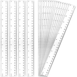 MUKCHAP 20 Pieces 12 Inch(30cm) Clear Plastic Ruler, Ruler Straight with 2 Graduations, Inches and Metric, Transparent Plastic Measuring Ruler for School, Office, Home