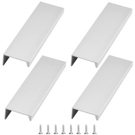 KLYNGTSK Pack of 4 Hidden Door Handles, Cabinet Handles, Invisible Furniture Handles, Modern Kitchen Handles, Aluminium Drawer Handles, Silver Kitchen Handles, Hidden Handles for Wardrobe, Door,