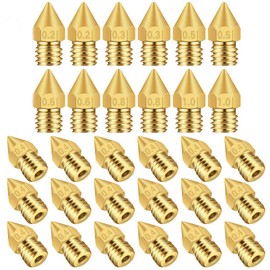 TUZUK 30pcs 3D Printer Nozzles MK8 Nozzle 0.2mm 0.3mm 0.4mm 0.5mm 0.6mm 0.8mm 1.0mm for 3D Printer Makerbot Anet A8 CR-10 CR-10S S4 S5 Ender-3 5
