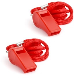 Whistle, Red Whistle for Coaches 2PCS Plastic Whistles for Adults Coach Whistles with Lanyard Referee Whistle Loud Crisp Sound Whistle Emergency for Teacher Polices Officials Sport Training Lifeguard