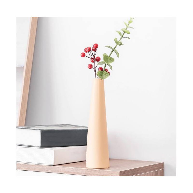 8 Inches Beige Ceramic Vase Single Stem Vase Small Bud