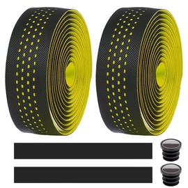 MOCNT Bicycle Handlebar Tape Breathable Cycling Bike Handlebar Tape PU EVA Handle Bar Grip Wrap Tapes Comfort Non Slip Shock Absorbent Road Bike Handlebar Drop Bar Tape Yellow