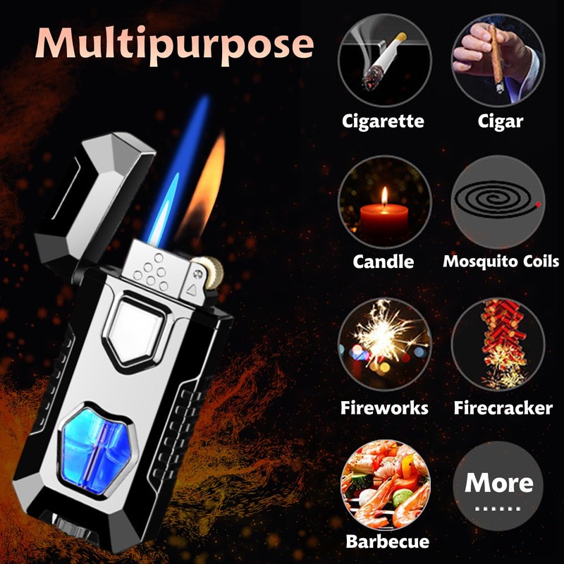 Torch Lighter, Cool Dual Flame Lighter Fashion Design, Refillable Butane