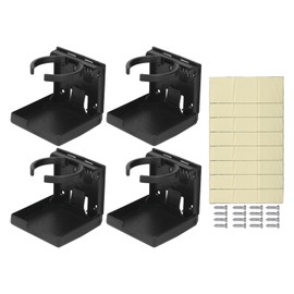 Stainless Steel Adjustable Folding Cup Holder for Marine Boat Caravan Car, Foldable Design, Retractable Range 60 to 100mm (Black)