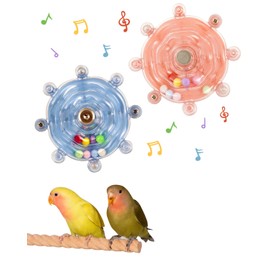 Bird Spinning Wheel Toy, Chewing Exerciser, Suitable for Budgies, Cockatiels, Lovebirds, Conures, Parakeets, and Other Small to Medium Birds (Random Color) (2 PCS - Fixed Mount)