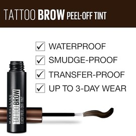 Maybelline Tinta Semi Permanente para cejas que dura hasta 3 días, Tattoo Brow 3 Day, Tono Dark Brown, 4.6g
