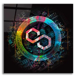 Epic Art 'Polygon Crypto Giga Coin' by Epic Portfolio, Acrylic Glass Wall Art, 12"x12"