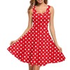 KiuLoam Women's Red White Polka Dot Dresses Sleeveless A-Line Midi