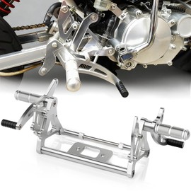 JFG Motorcycle Backstep Adjustable Aluminum Fit Monkey Z50 Z50A Z50J Motorcycle Foot Pegs Pedal Set - Silver