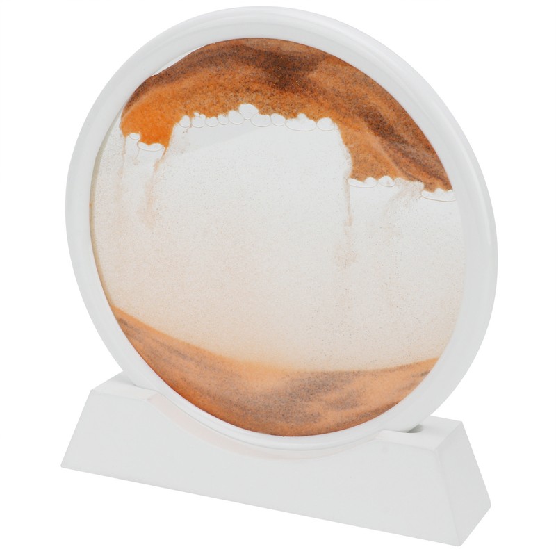 Moving Sand Art Round White Frame 3D High Transparent Glass