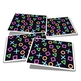 Vinyl Rectangle Stickers (Set of 4) 10cm - Gamer Buttons Gaming Computer Console for Laptops, Tablets, Luggage, Scrap Booking, Fridges #170580