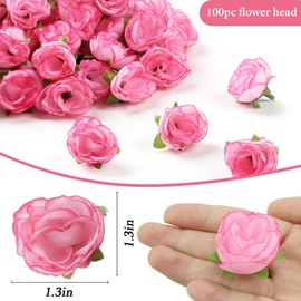 SITUMEIZI 100 Pcs 1.3 inches Mini Pink Rose Head Pink Flowers Artificial Pink Roses for Home Wedding Bouquet Flower Wall Garden DIY Party Birthday Decor