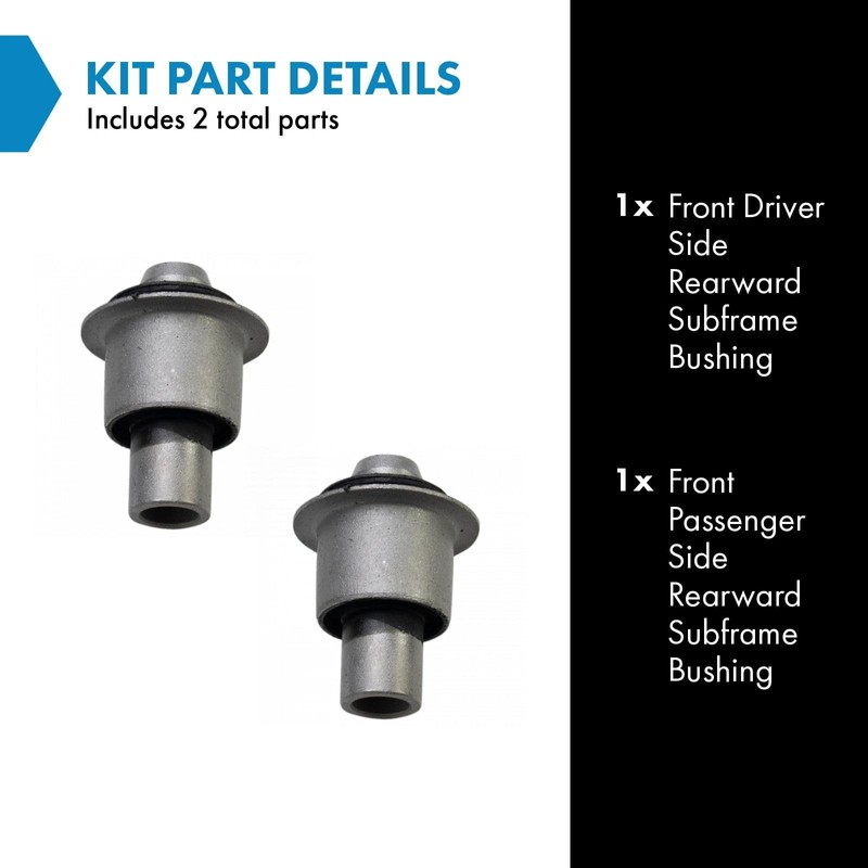 TRQ Front Rearward Subframe Bushing Pair 2pc Set for 07-12