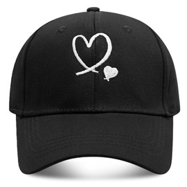 MAZELIKEHOOD Baseball Cap Adjustable Cotton Breathable Casual Unisex Heart Sport Sun Hat for Women Men Black