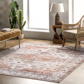 nuLOOM Banks Vintage Machine Washable Area Rug, 5x8, Beige