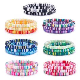 LEGENTLISUR 21/20/15/12 PCS Friendship Bracelet Surfer Heishi Bracelet Preppy Bracelets Summer Stretch Clay Bead Bracelets Stackable Bohemian Beach Bracelet Set for Women