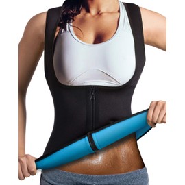 DoLoveY Women Neoprene Sauna Vest Waist Trainer Hot Sweat Slim Corset Body Shaper with Zipper Workout Tank Top