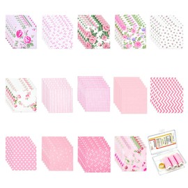 QTRQTR 84 Pcs Charm Packs for Quilting 5 Inch Pink Precut Fabric Squares