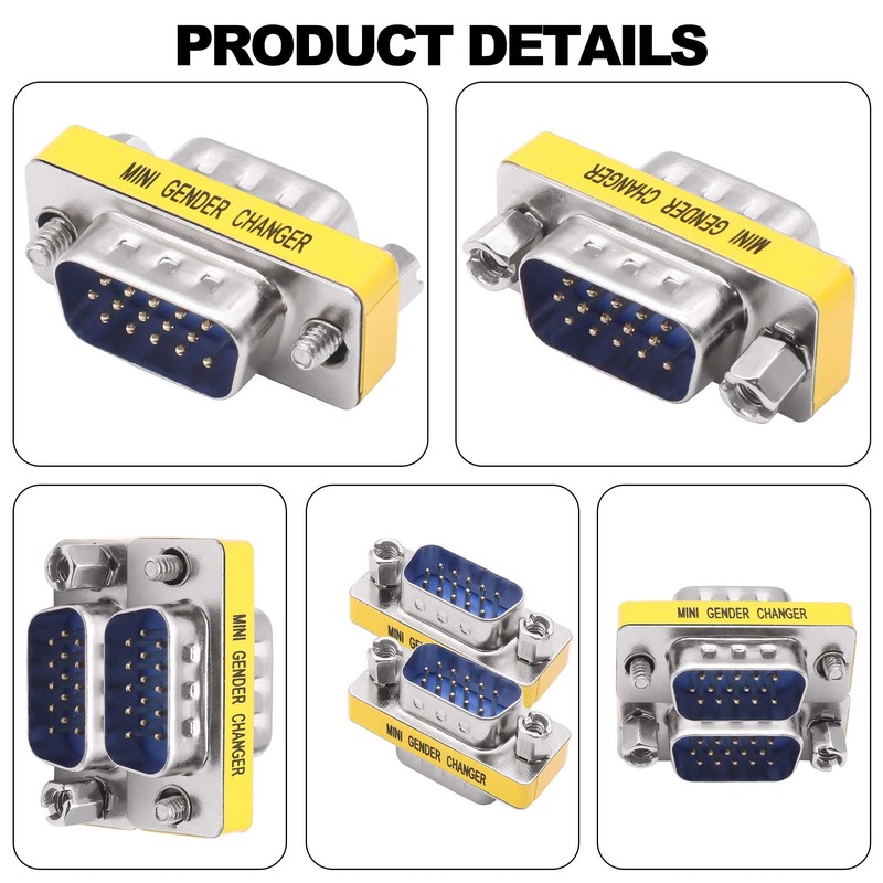 YARCHONN DB15 VGA Gender Changer Solderless Connector Male to Male