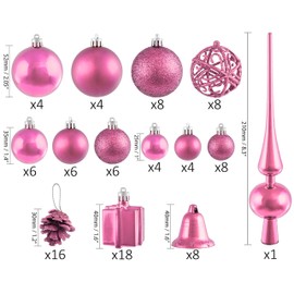 Brubaker, 101-piece set of Christmas baubles with a tree topper, Christmas decoration