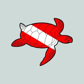 RDW Diver Down Sea Turtle - Color Sticker - Decal - Diecut - Scuba Flag Tortoise Dive Flag Diving Snorkel - 1.25x0.97