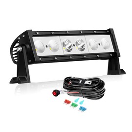 Willpower 12 inch LED Light Bar with Rocker Switch Wiring,30W Single Row Spot Flood Beam Lightbar, Waterproof Roof Bumper Driving Fog Work Lights for Vehicle 4x4 Off Road Truck Car Cabin Boat ATV UTV