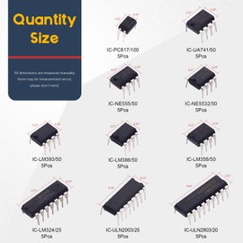 Hilitchi 10Values Integrated Circuit Chip Assortment Kit opamp, Single Precision Timer, pwm LM324 LM358 LM386 LM393 UA741 NE5532 NE555 PC817 ULN2003 ULN2803(50)