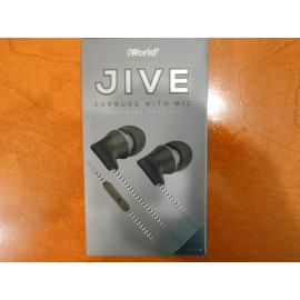 iWorld JIVE Earbuds MIC &amp; REMOTE &amp; Tangle Free Cable Earphones BLACK EJV-1000