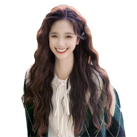 Full Wig, No Bangs, Long Curls, Long Wig, Women's, Wig, Natural, Thin Face, Long Curls, Curly Hair, Wave, Full Wig, Wig, Harajuku Style, Fashion, Cosplay, Halloween, Lolita, Popular (Dark Brown)