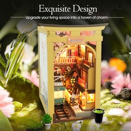 DIY Book Nook Kit — Miniature Dollhouse Kit, Bookshelf Insert Decor with LED Light — Booknook Bookend Miniature Kit for Teen & Adult, Build-Creativity Gift for Christmas, Birthday & Valentine’s Day