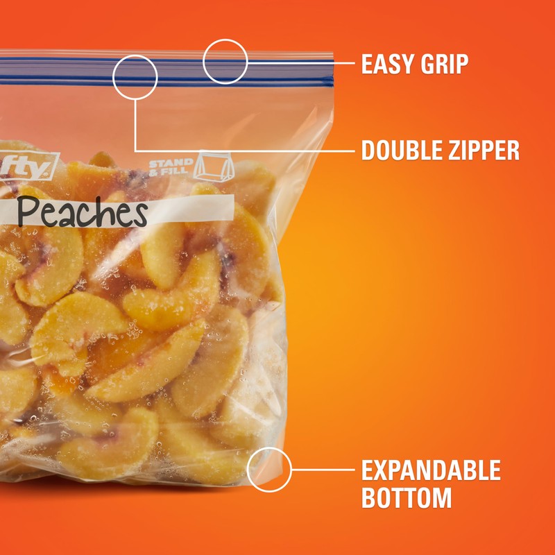 Hefty Press to Close Plastic Freezer Bags, Half Gallon Size,