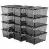 YYXB Clear Black Storage Bins with Lids, 12 Pack Plastic