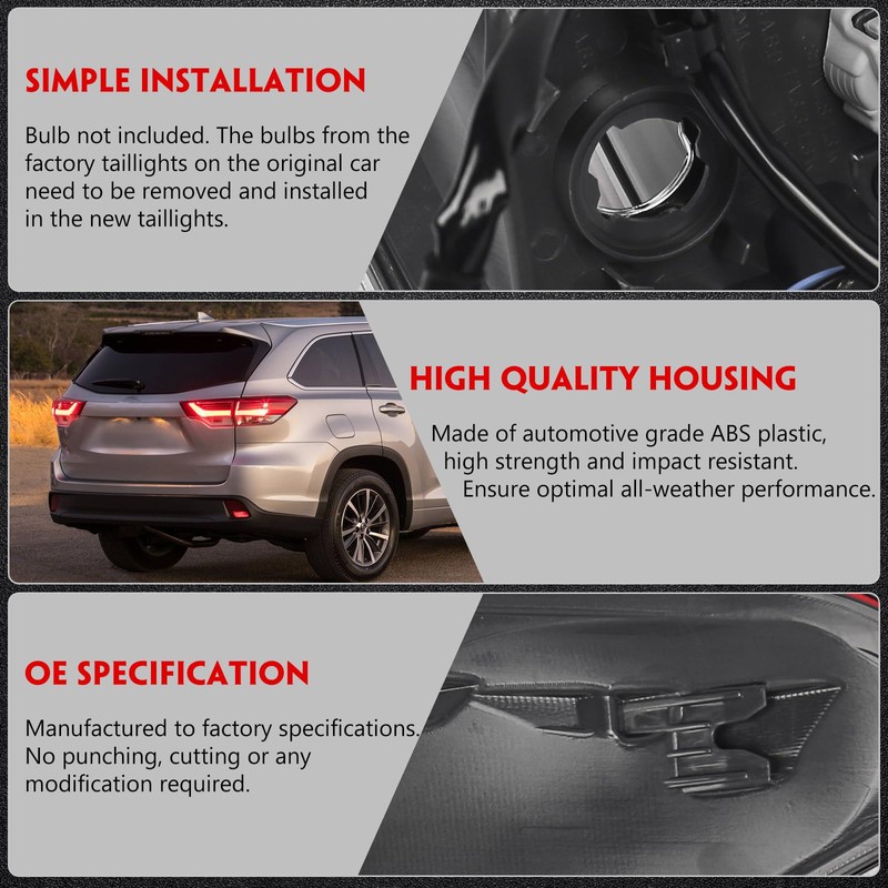 Huray Right Outer Tail Light for Toyota Highlander 2017-2019 Passenger