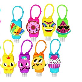 Forkoyi Cute Silicone Hand Sanitizer Holders for Backpack, 8 Designs, 2.5 x 2.5 inches