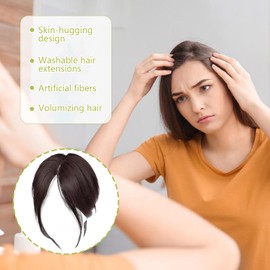 Topper Middle Side Part Bangs - Side Fringe Fake Hair False Bangs Topper - Smooth Breathable Women Wig Supplies for Travel Business Trip Daily Commuting Holiday Dating