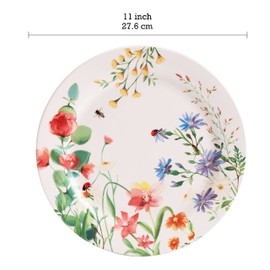 Bico Summer Provence Dinner Plates Set of 4, 11 Inch Large Ceramic Plates for Pasta, Steak, Stylish Serving Dishes, Microwave and Dishwasher Safe, Gift for Housewarming and Thanksgiving