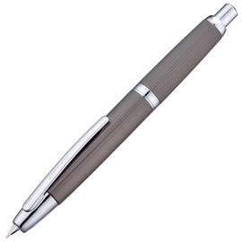 Jinhao 10 Capless Fountain Pen with Box, Brushed Matt Gray Retractable Fine Nib with Converter Set (Silver Clip)
