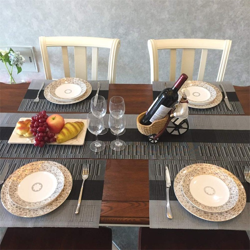 Time to Sparkle 13 PCS Vinyl Woven 6pcs Placemats +