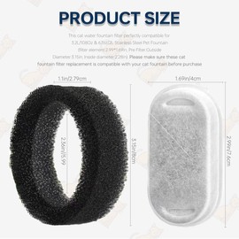 Acmerota 16 Pack Cat Water Fountain Filters & Pre-Filter Sponges Compatible for Tomxcute 3.2L/108Oz Fountain for GIOTOHUN 67oz/2L Stainless Steel Pet Fountain Replacement for Automatic Cat Dispenser