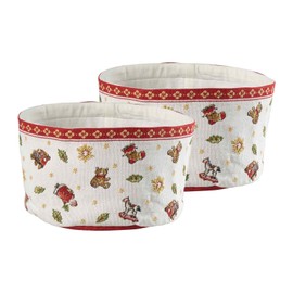 Villeroy & Boch Toy's Delight Gobelin Bread Baskets, Set of 2, Bread Bag Made of Cotton and Polyester, Machine Washable up to 40°C, Red/Colourful, 15 x 23 cm