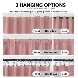 Deconovo Solid Back Tab and Rod Pocket Curtains Thermal Insulated Blackout Window Curtains for Living Room 52Wx84L Inch Coral Pink 2 Panels